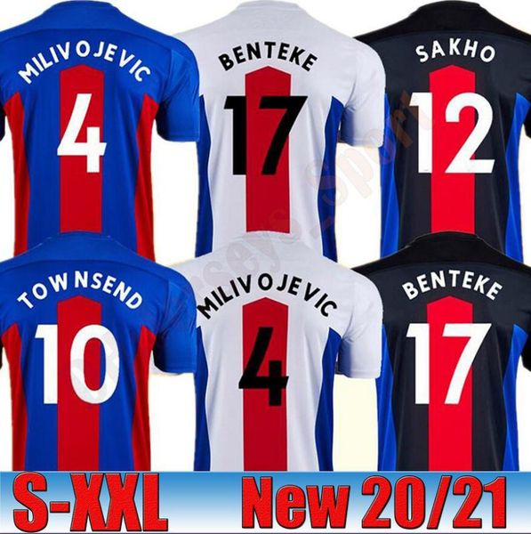 

20 21 milivojevic mens soccer jerseys new crystal townsend zaha sakho benteke batshuayi home red blue football shirts palace short uniforms, Black