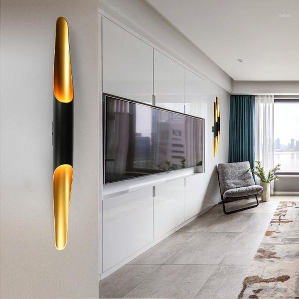 

delightfull coltrane modern wall light lamp sconce led up down aluminum pipe wing 2 lights black golden wall lamp light1