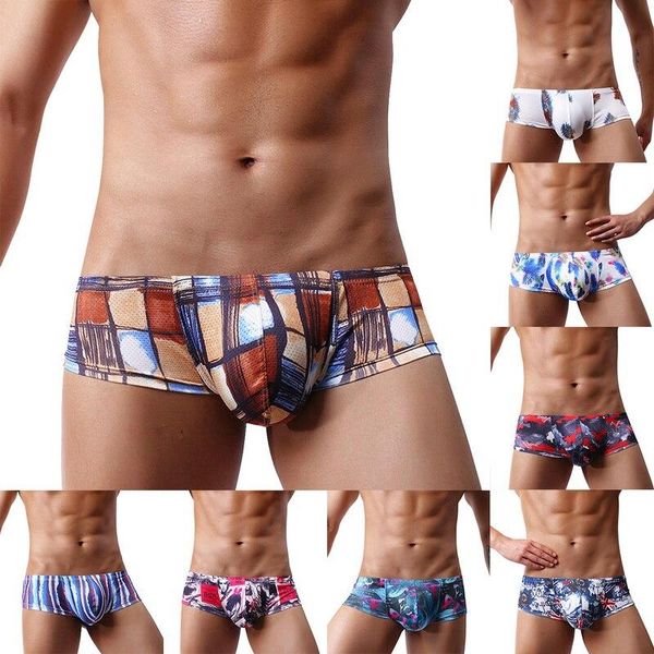 

underpants men print underwear boxers low waist shorts fashion panties soft breathing, Black;white