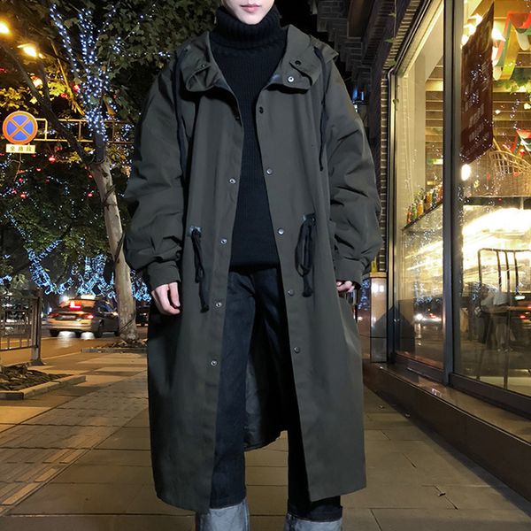 

spring autumn korean loose medium and windbreaker boys' fashionable long bf coat, Tan;black