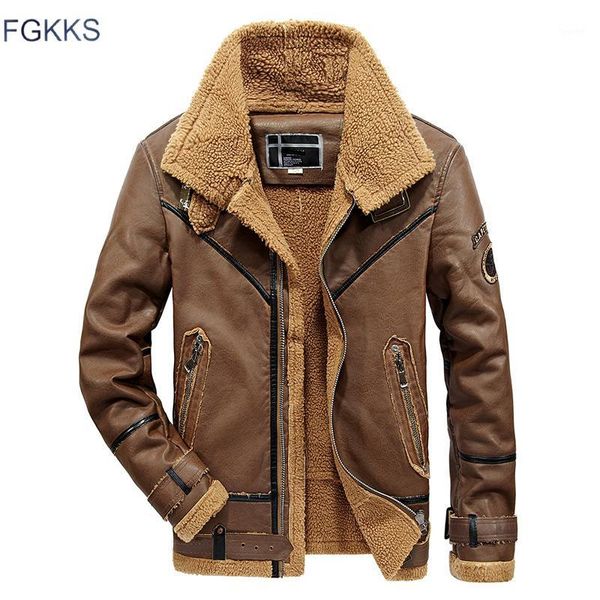 

fgkks brand men leather jackets 2019 winter male fashion motorcycle jacket coat male warm pu jackets clothing1, Black