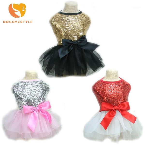 

cute bling dog puppy bow dress tutu skirt dog pet cat princess wedding birthday party dress summer chihuahua clothes1