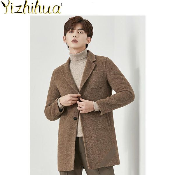 

azazel man jacket korean style jackets for men clothing winter clothes mens mid-length wool fur coat 2020 ropa hombre lxr835, Black
