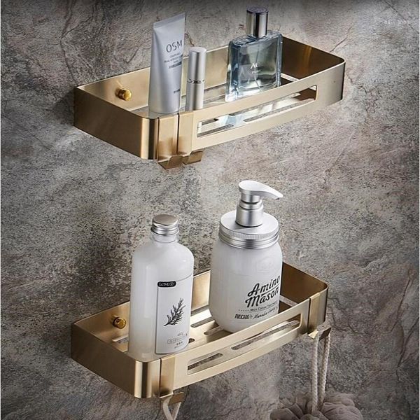 

bathroom shelves soap basket bath shower shelf holder 304 sus brush gold wall mounted corner accessories1