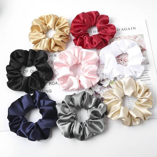 

8pcs/set simple fabric red women elastic hair bands girls ponytail holder scrunchie headband bezel wholesale hair accessories1, Slivery;white