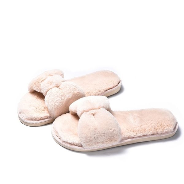 

women elegant house slippers woman fashion warm short furry plush women's comfrot soft bottom ladies casual winter female shoes y201026, Black