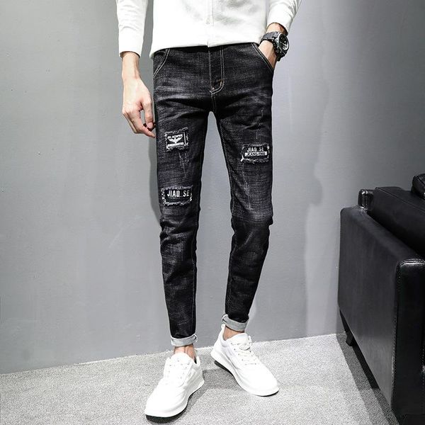 

men's jeans wholesale 2021 fashion street casual denim trendy sewing line feet leisure trend korean all-match long pencil pants, Blue