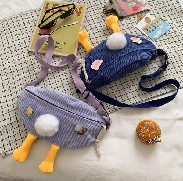 

2020 women cute waist bag fashion bumbag for woman crackle belt bag girl cross body bag sac banane with duck new tide qs