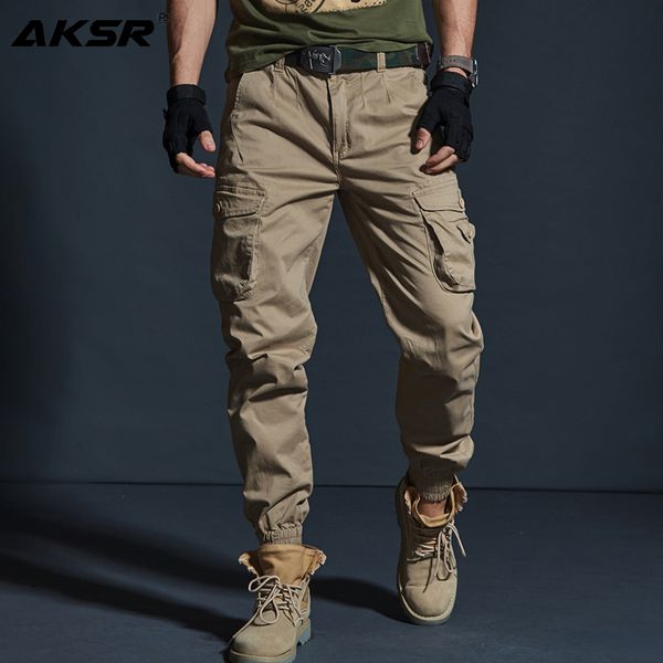 

aksr men's hip hop streetwear cotton cargo pants large size flexible tactical harem pants military trousers joggers sweatpants 201125, Black