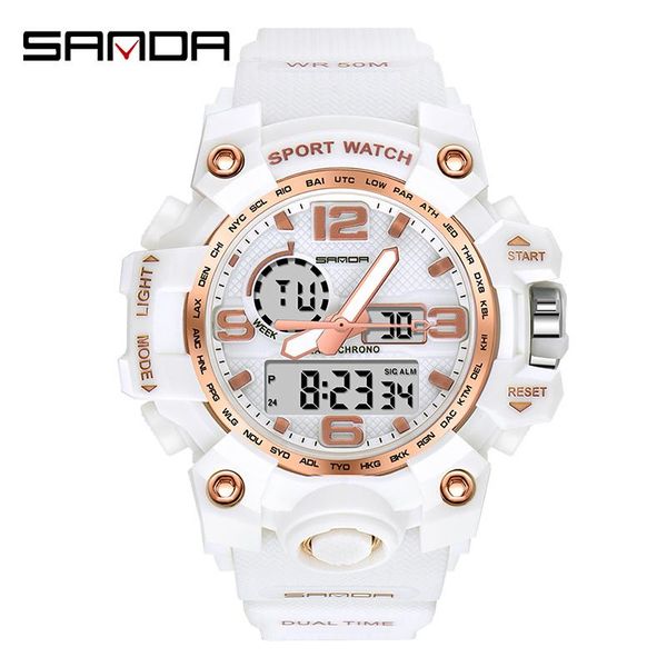 

sanda спортивные часы женщина g стиль многофункциональный хронограф часы ms led цифровые кварцевые наручные часы девушка relogio feminino 84, Silver