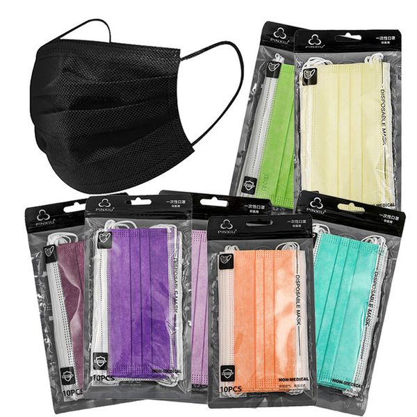 

three layer polypropylene filter colored protective fashion designer non woven melt blown bfe99 waterproof safety facemask disposable mask