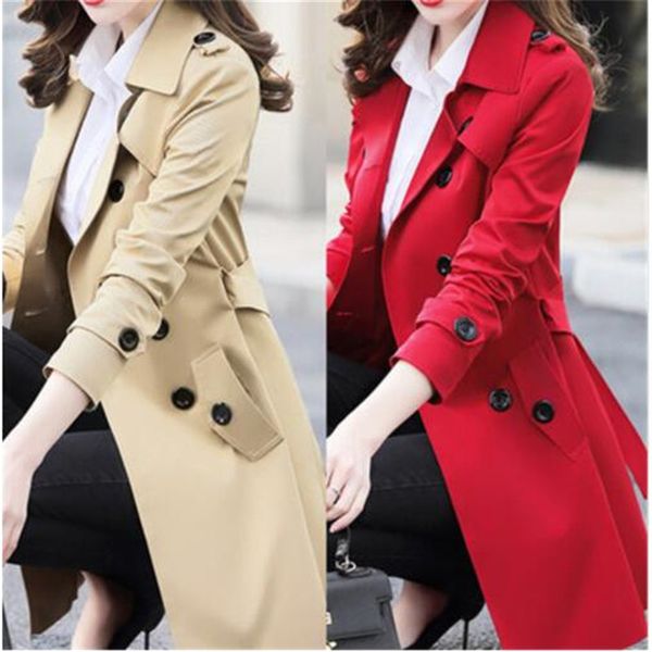

6xl 2019 new spring autumn women's korean windbreaker female large size long section chic trench coats a1525, Tan;black