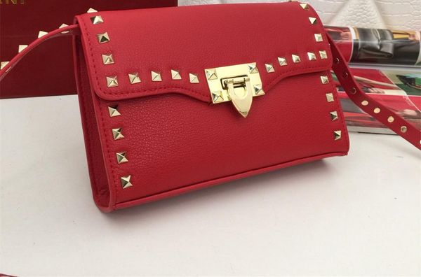

2020 women handbag fashion rivet ladies rivet lambskin genuine leather bags woman shoulder bags real leather handbags size25x15x5cm