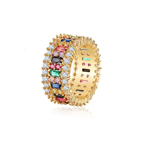 

love ring women men 6-9 gold plated rainbow rings micro paved 7 colors flower wedding jewelry couple gift, Silver