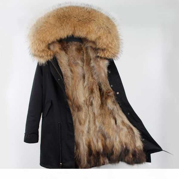 

real natural fur jacket gray maomaokong fashionable real fur coat for women long parkas black winter parka