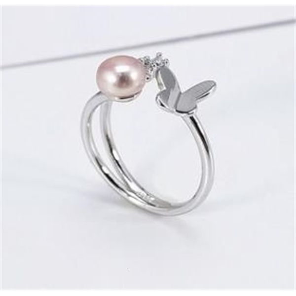 

pearl wholesale simple freshwater fashion ring opening 925 sterling silver jewelry