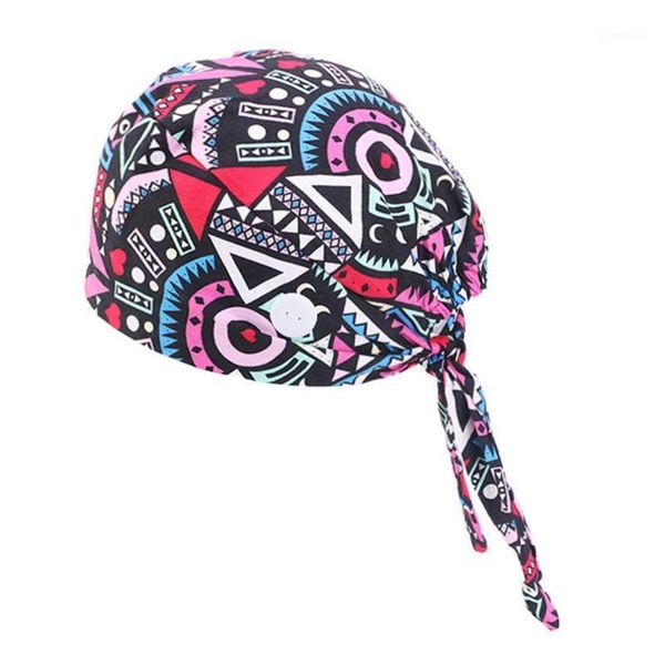 

working scrub cap button sweatband star paisley floral tie back bouffant hat m89e1