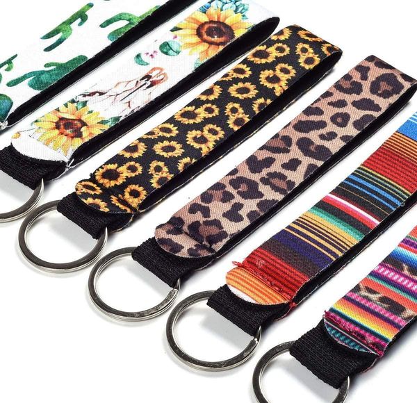 

neoprene wristband keychains floral printed key chain hand wrist lanyard jllahl yummy_shop