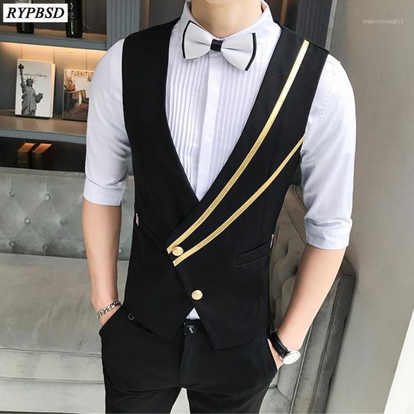 

men's vests business vest for men fashion casual single-breasted suit formal slim fit v-neck black plus size 5xl1, Black;white