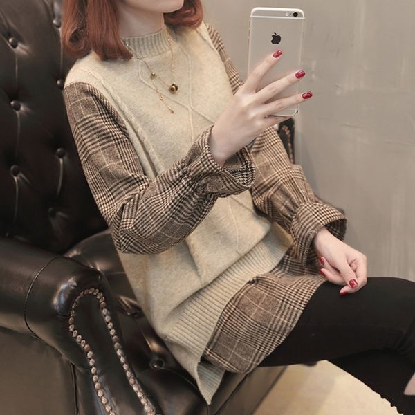 

pregnant women's fake two sweaters 2020 spring and autumn new splicing korean loose trumpet sleeve feeding t-shirt, White