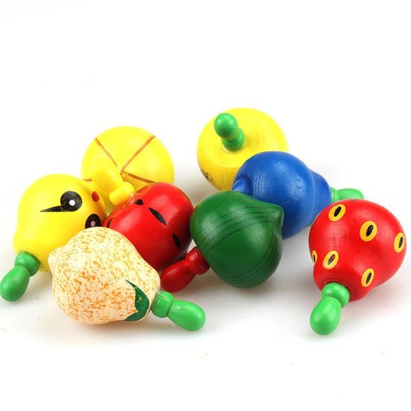 

10pcs cute wooden colorful spinning fruits gyro interesting novelty toys children kid educational montessori classic toy zxh wmttwa