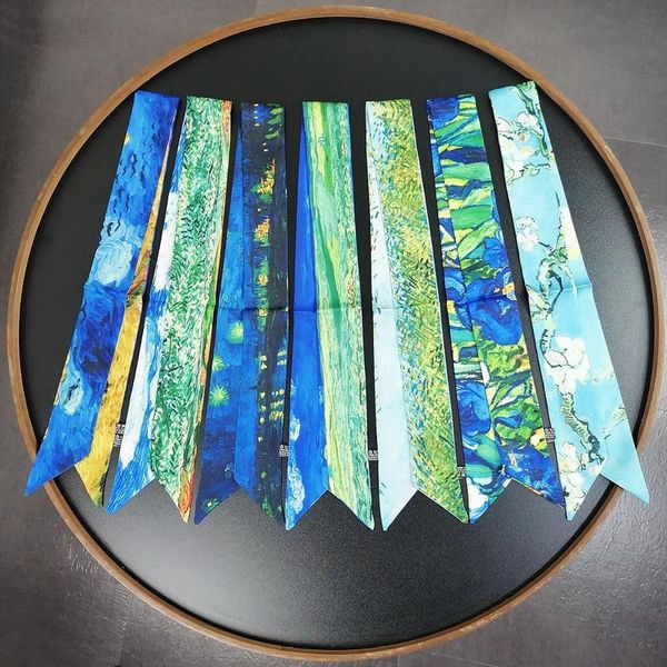 

silk thin long scarf solid color universal scarf european and american long scarf, Blue;gray