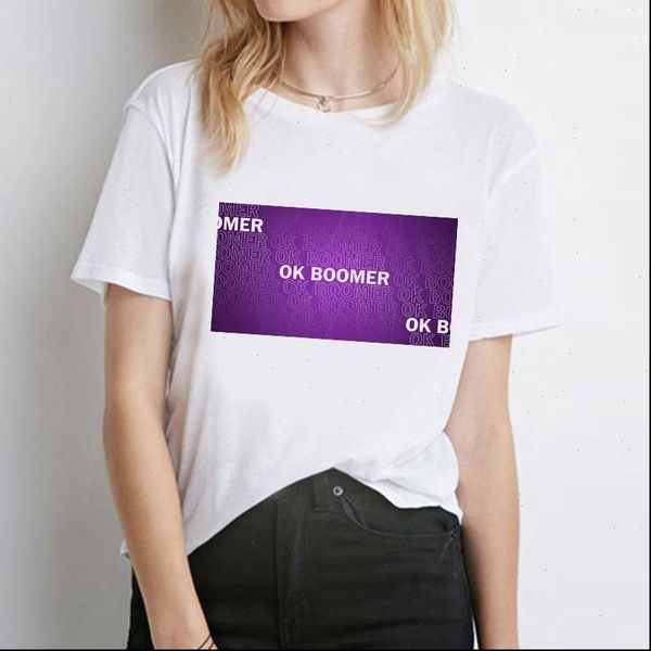 

ok boomer printed t shirt cool fashion harajuku short sleeve gothic t shirts casual loose christmas ropa mujer, White