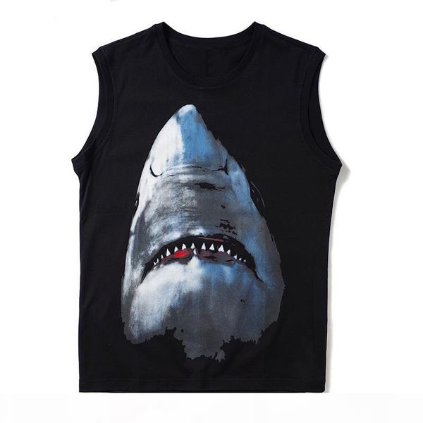 

mens stylist t shirt sleeveless fashion dog printing stylist sleeveless men women hip hop tees size s-2xl, White;black