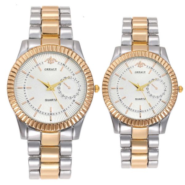 

band men's steel business leisure new watch simple digital scale couple quartz gift pair watch me46, Slivery;brown