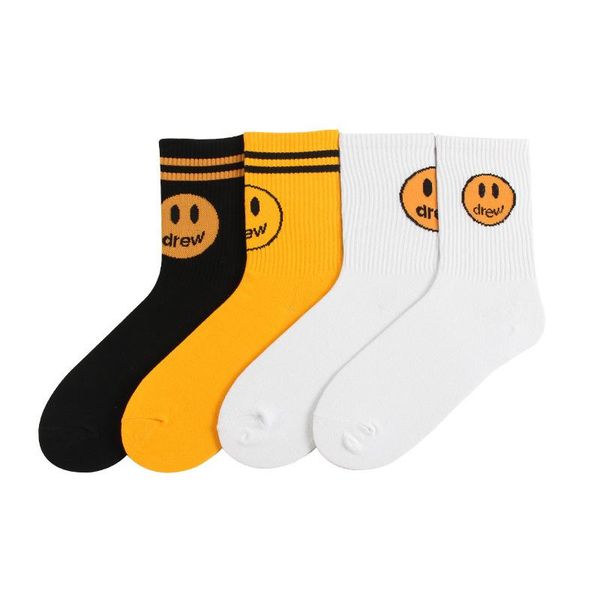 

drew house same black, yellow, white and smiling face socks wholesale of european and american street fashion brand socks cotton socks