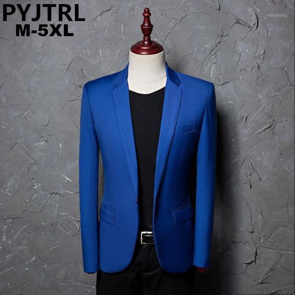 

pyjtrl brand fashion casual leisure suit jacket coat royal blue men blazer slim fit designs masculino stage costumes for singers1, White;black