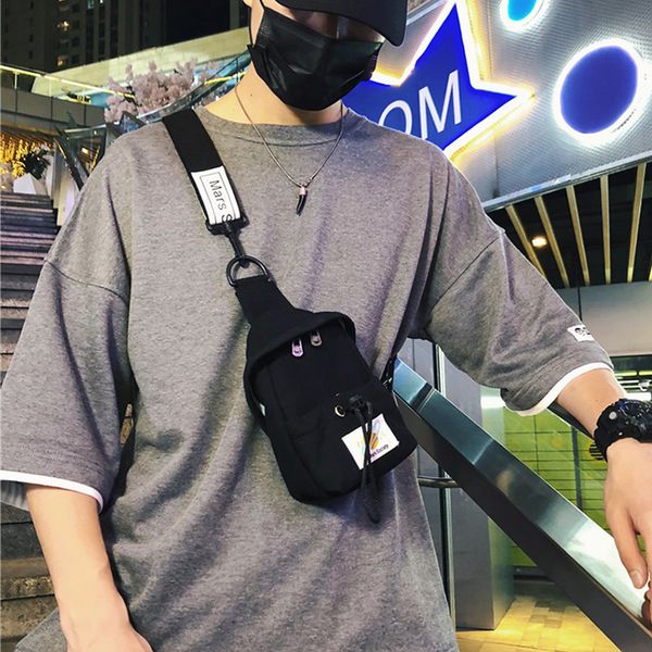 

small canvas chest pack for men women crossbody bags hip hop streetwear bag fanny pack multifunction mini belt waist chest bag c0202