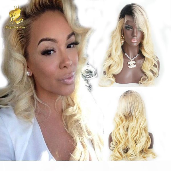 

ombre t1b 613 blonde full lace human hair wigs wavy brazilian virgin hair 130% density natural hairline bleached knots lace front wigs, Black;brown