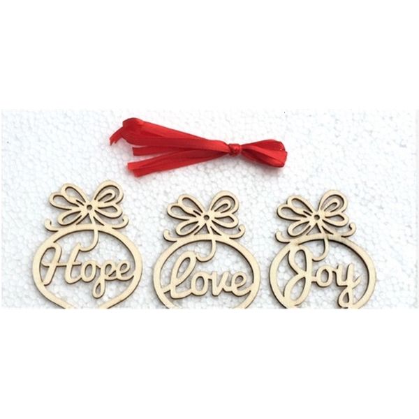 

4sjrchristmas pattern wood letter heart bubble tree ornament decorations home festival ornaments hanging gift, 6 pc per