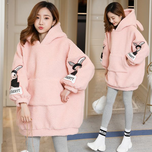 

pregnant women's autumn and sweater 2020 new thickened lamb wool winter suit female fashion mom, White