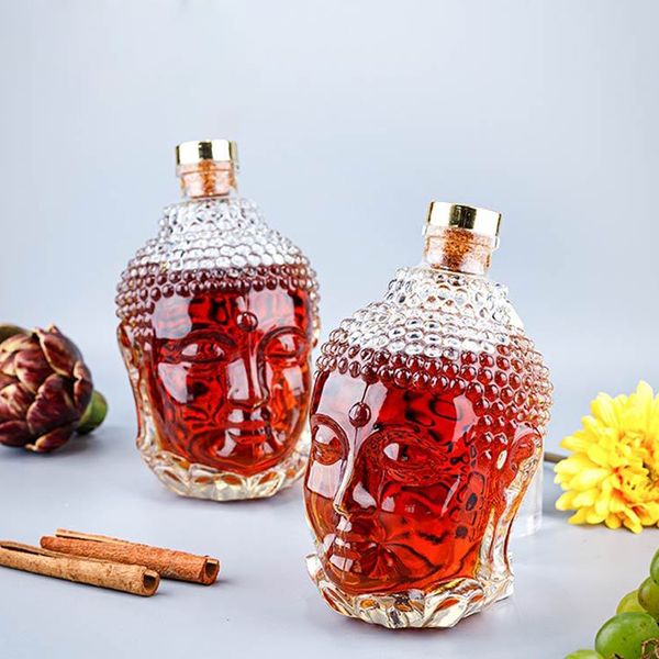 

glass buddha head creative crystal vodka bottle