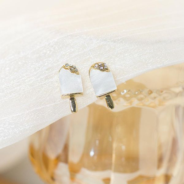 

stud s925 needle korean fun cream earrings female fashion with temperament net red simple and cute, Golden;silver