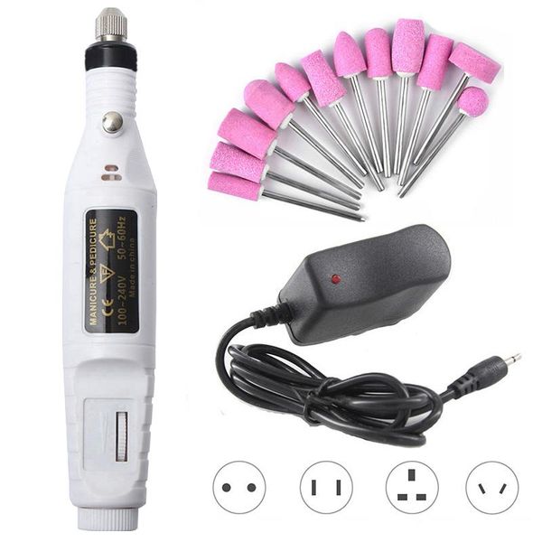 

nail drill & accessories 1 set 12 bits electric machine 20000rpm kit for manicure pedicure uv gel cuticle remover mill grind file apparatus