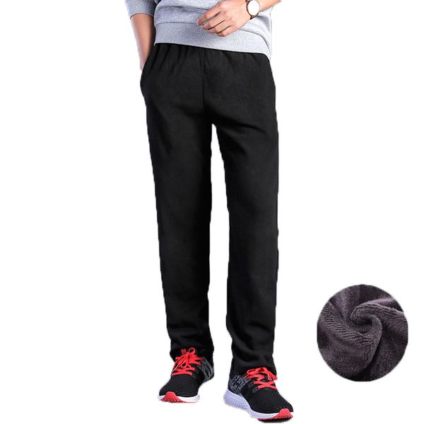 

men's casual sports trousers, runway velvet, velvet pants, warm winter sweatpants, running sweatpants., Black