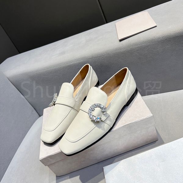 

in 2022luxury, the new crystal diamond buckle lok fu single shoes leather british style one-pedal square-headed flat-bottomed cowhide women, Black