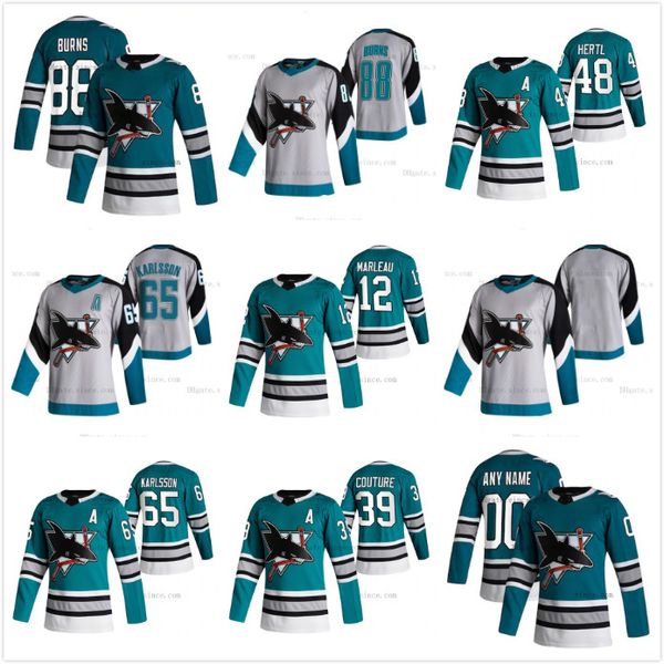 

custom 88 brent burns san jose sharks 30th patch heritage jersey patrick marleau 39 logan couture evander martin jones tomas hertl s-6xl, Black;red