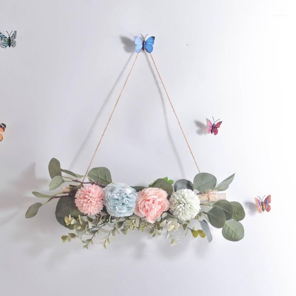 

cilected artificial peony flower wall hanging garland wedding decoration dry branch wall hanging wreath rope ornament1