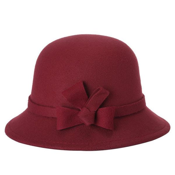 

woman british korean woolen autumn and winter bow dome fashion women's basin hat
