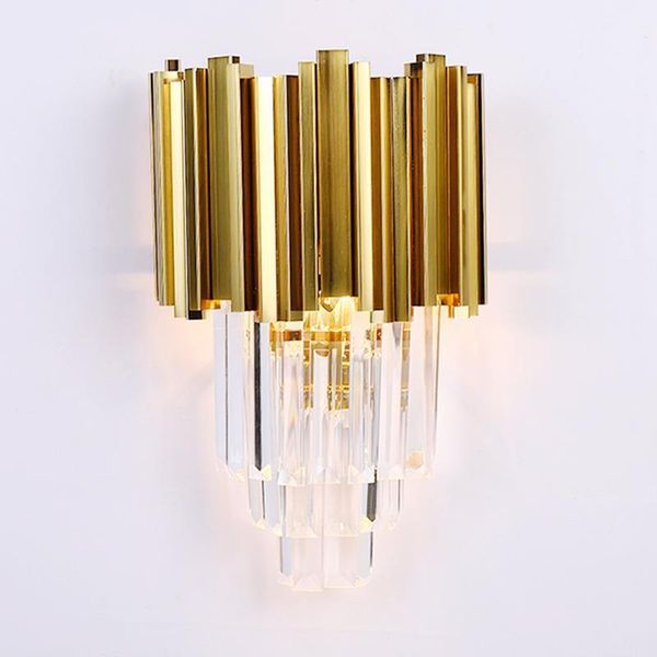 

wall lamp american european post modern golden metal crystal glass tube light led for villa el foyer living room sconce1