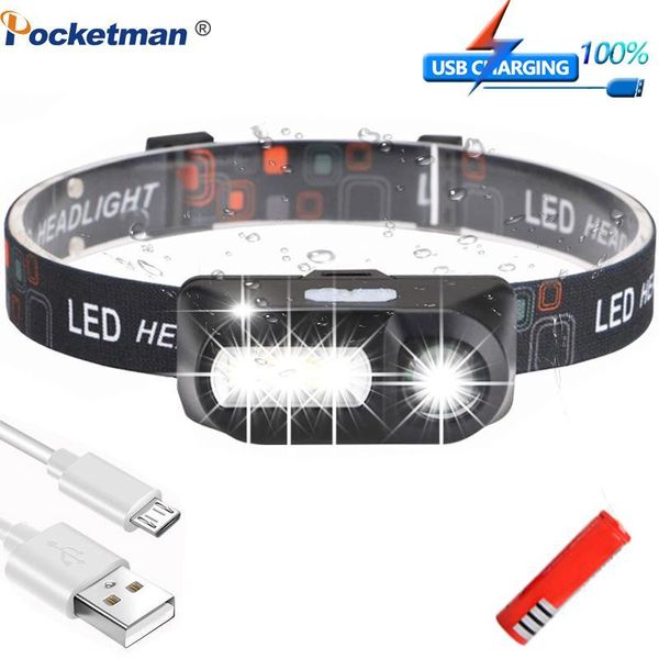 

ultra bright head light led headlamp outdoor camping xpe+cob usb charging fishing headlights waterproof by 186501