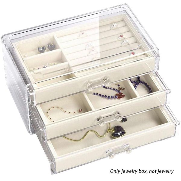 

браслет серьга кольца очистить браслет отсеки jewelry box анти пыль съемной desktop organizer home малого хранение 3 тумба, Pink;blue