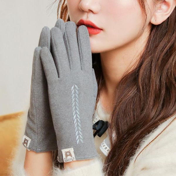 

new women winter keep warm gloves touch screen thin section gloves single layer plus velvet inside female elegant soft, Blue;gray