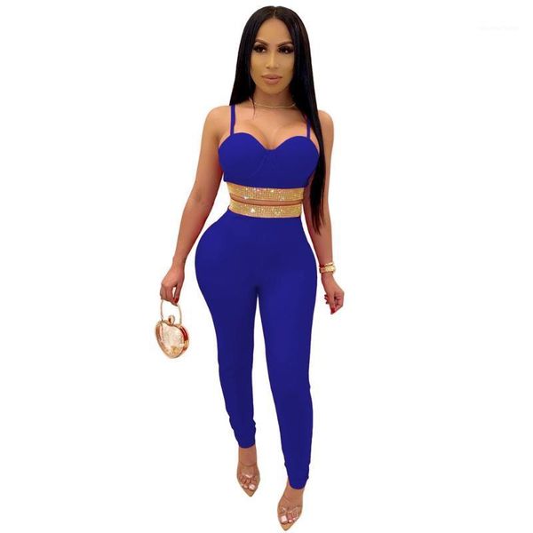 

glitter diamonds celebrity party two piece set women festival clothing strapless crop pencil pants suit club outfits1, White