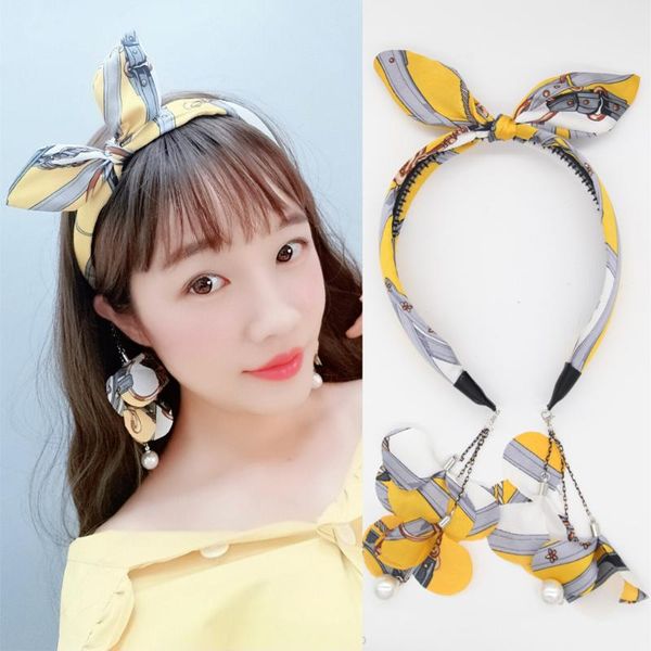 

green chain with wire, ears, fake earrings, headbands, sweet spring and summer models, travel non-slip, toothed hair acce