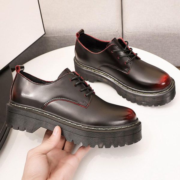 

errfc trend of women casual comfort shoes brush color lace up flats fashion forward ladies leather brogue college girls 35-40, Black